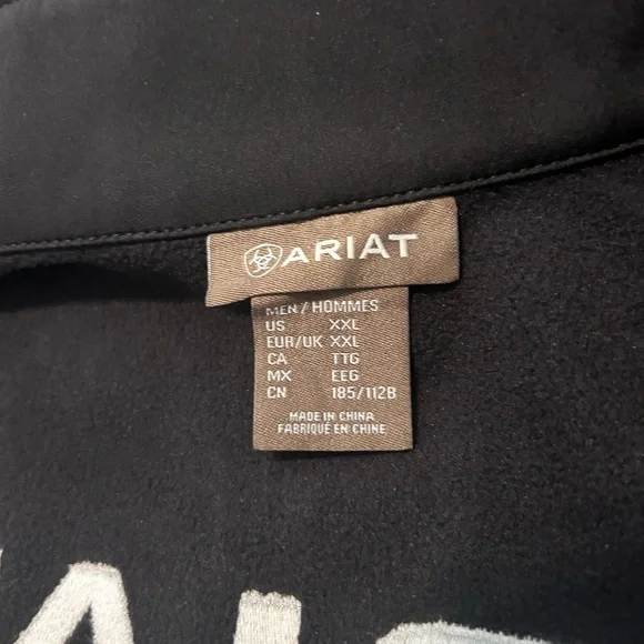 Ariat Logo 2.0 Softshel Vest Black Men’s Sz 2XL Zip Up Western Cowboy Water - Picture 10 of 12